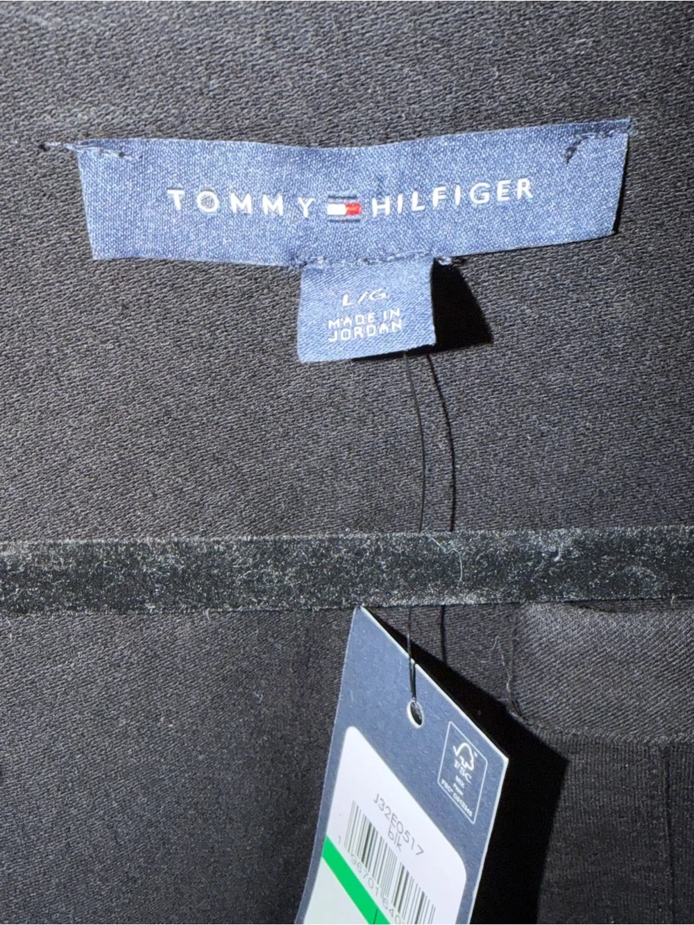 NWT Tommy Hilfiger Black Collarless Pocket Blazer with Gold Buttons